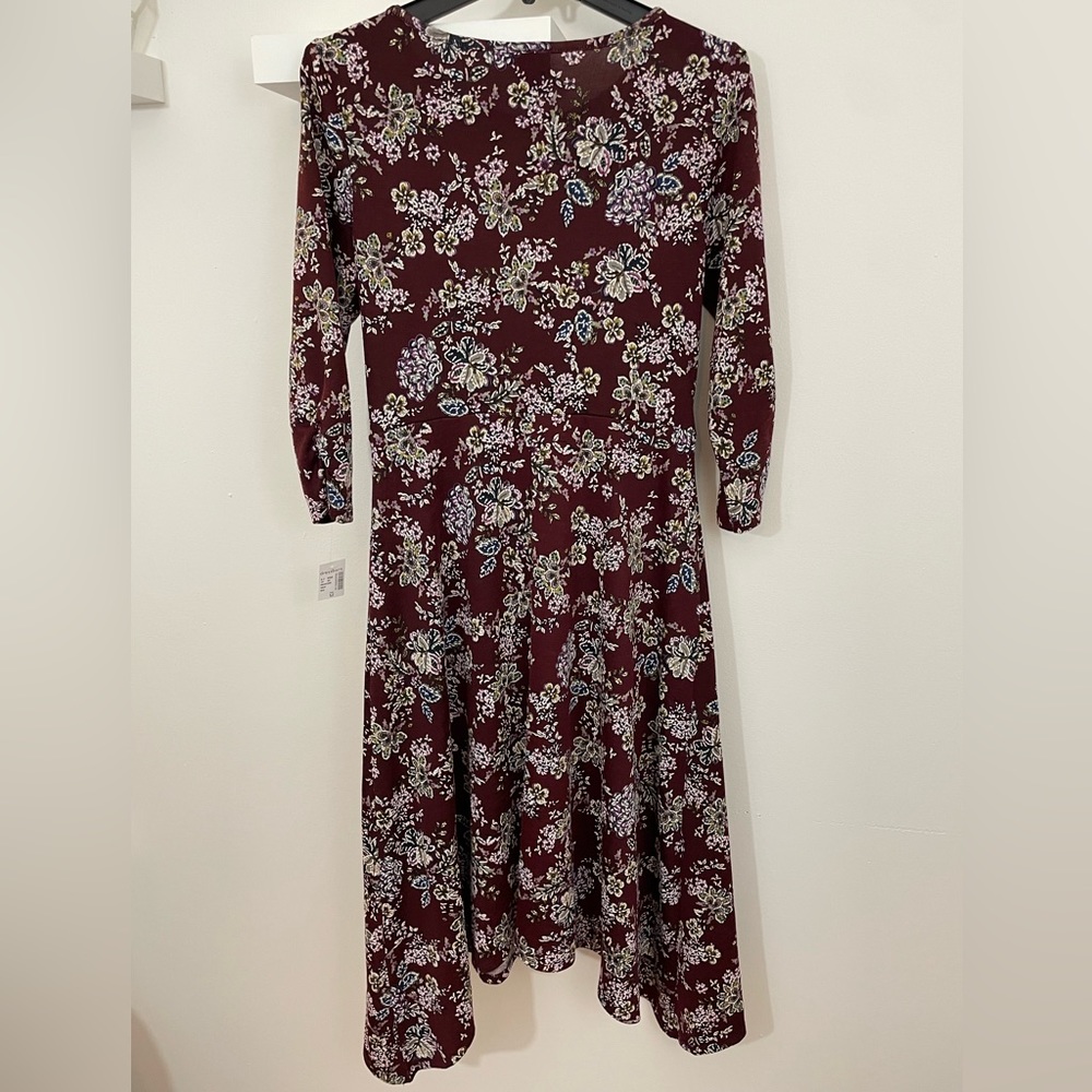 Dressbarn Floral Burgundy Dress-Size M